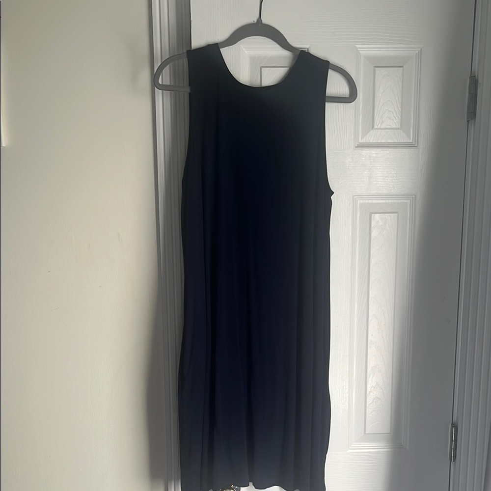 Time and Tru Black Sheath Midi Dress Crew Neck Sleeveless